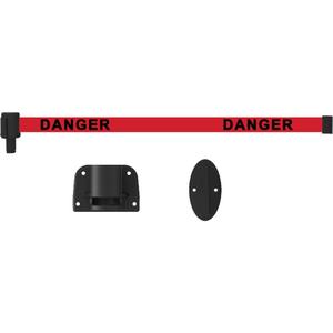 Plus Wall Mount Barrier System - Plastic, Black, Red, Danger, 15', Screw Mount