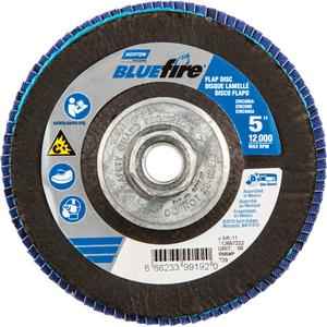 BlueFire® Flap Disc - 80, 5", 5/8"-11, Zirconia Alumina, 29, Y-Weight, 12000