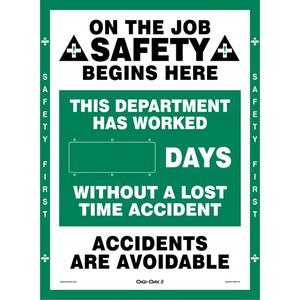 Digi-Day® Electronic Scoreboard Motivational Safety Sign - Aluminum, 28", 20", Hanging, English with Pictogram, Safety Incentive and Motivational, This Department Has Worked _Days Without a Lost Time Accident