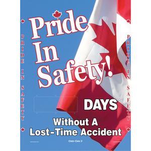 Digi-Day® Electronic Scoreboard Motivational Safety Sign - Aluminum, 28", 20", Hanging, English with Pictogram, Safety Incentive and Motivational, Pride in Safety _Days Without A Lost Time Accident