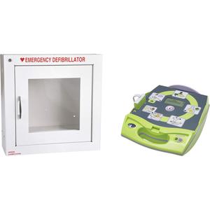 AED Plus® Defibrillator with Alarmed Flush Wall Cabinet - English, French, Automatic, Class 4, ZOLL AED PLUS, 7 Years