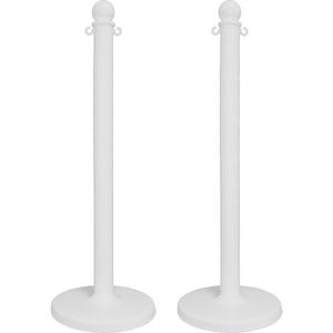 Medium-Duty Stanchion - 40", Plastic, White, 14", 2"