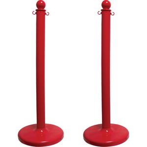 Medium-Duty Stanchion - 40", Plastic, Red, 14", 2"