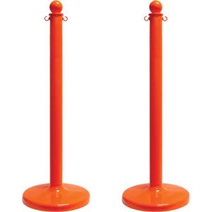Medium-Duty Stanchion - 40", Plastic, Orange, 14", 2"