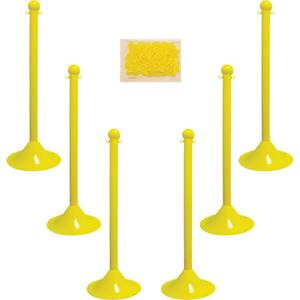 Light-Duty Stanchion & Chain Kit - 41", Plastic, Yellow, 14", 2"