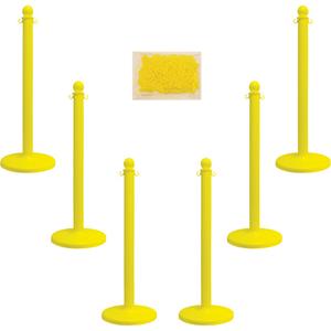 Medium-Duty Stanchion & Chain Kit - 40", Plastic, Yellow, 14", 2.5"