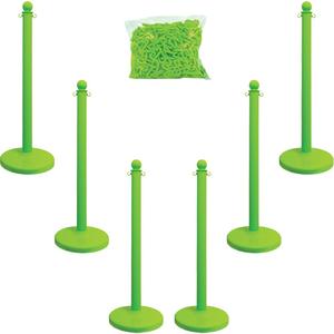 Medium-Duty Stanchion & Chain Kit - 40", Plastic, Green, 14", 2.5"