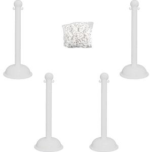 Heavy-Duty Stanchion & Chain Kit - 41", Plastic, White, 16", 3"