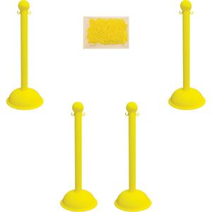 Heavy-Duty Stanchion & Chain Kit - 41", Plastic, Yellow, 16", 3"