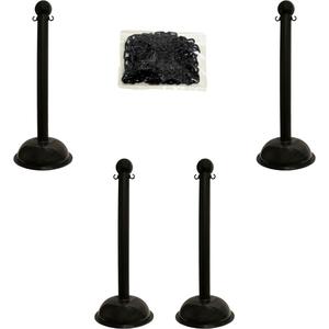 Heavy-Duty Stanchion & Chain Kit - 41", Plastic, Black, 16", 3"
