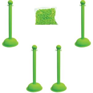 Heavy-Duty Stanchion & Chain Kit - 41", Plastic, Green, 16", 3"