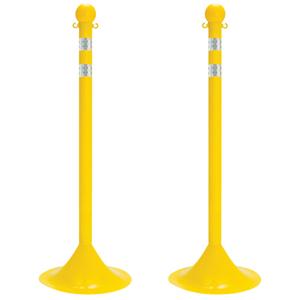 Light-Duty Reflective Stanchion Set - 41", Plastic, Yellow, 14", 2"