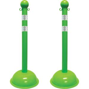 Heavy-Duty Reflective Stanchion Set - 41", Plastic, Green, 16", 3"