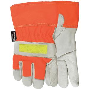 Winter Flashback Fitters Gloves - Small, 2X-Large, Thinsulate™, Grain Cowhide, Safety, Nylon, High Visibility Orange