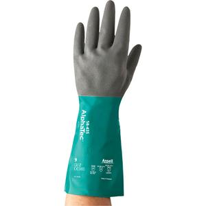 AlphaTec® 58-435 Series Chemical Resistant Gloves - 7, 8, 9, 10, 11, 15", 10-mil, Safety, Nitrile, Flock-Lined/Cotton, EN 374:2016-1 Type A/EN 374:2016-2/EN 374:2016-5, AJKLOPT, ANSI Level 5