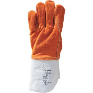 Lebon Heat Resistant Work Gloves - 10, 11, Leather, Fleece, 482° F (250° C), Gauntlet, Orange, EN 388 3143, EN 407 42314X, CE