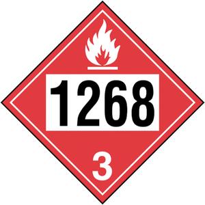 1268 Petroleum Distillates TDG Placard - Adhesive Vinyl, 3, 10.75", 10.75"