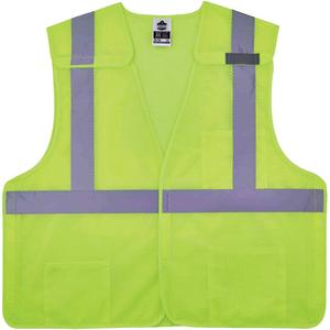 GloWear 8217BA Breakaway Mesh Safety Vest - High Visibility Lime-Yellow, Silver, Small/Medium, Large/X-Large, 2X-Large/3X-Large, 4X-Large/5X-Large, Polyester, None, ANSI/ISEA 107-2015 Type R Class 2