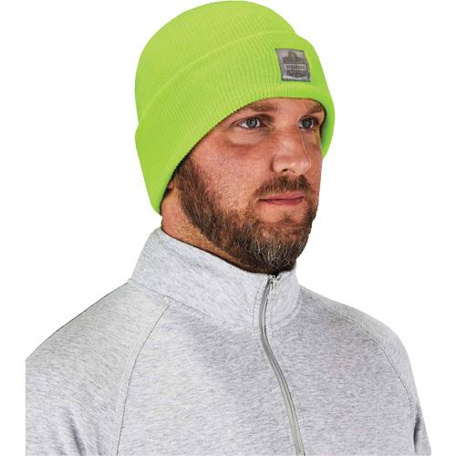 N-Ferno® Rib Knit Beanie Hat - Acrylic, Unlined, High-Visibility Lime Green, One Size - Image 2