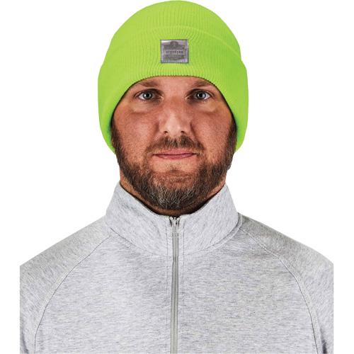 N-Ferno® Rib Knit Beanie Hat - Acrylic, Unlined, High-Visibility Lime Green, One Size - Image 3