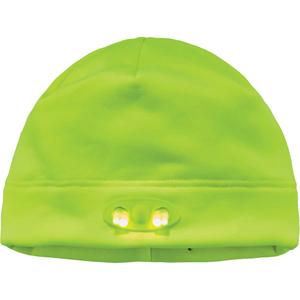 N-Ferno® Skull Cap Beanie Hat with LED Lights - Fleece, Unlined, High-Visibility Lime Green, One Size, 48, 72', 68 Hours
