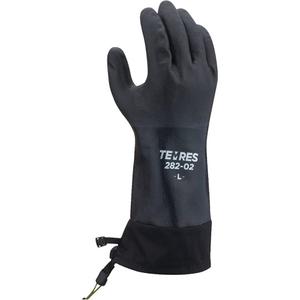 TemRes® Insulated Gloves - Large/9, Medium/8, X-Large/10, Non-Knit, Nylon/Acrylic, Polyurethane, Full Dip, Fleece, Black, 10.8", 10, 13