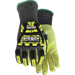 Stealth Dog Fight Impact & Cut Resistant Gloves - Large, Small, Medium, X-Large, 2X-Large, Knit Wrist, Glass Fibre/HPPE/Nylon/Spandex, High Visibility Yellow, ASTM ANSI Level A5, EN 388 Level 3