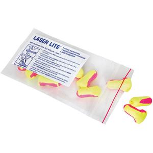 Howard Leight™ Laser Lite® Single-Use Earplugs - Uncorded, 32, One-Size, Meets/Exceeds CSA Class AL, Bulk - Polybag, Magenta & Yellow, T-Shape, Polyurethane Foam