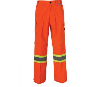 All-Season High Visibility Ventilated Mining Pants - High Visibility Orange, Silver/Yellow, 28, 30, 32, Poly-Cotton