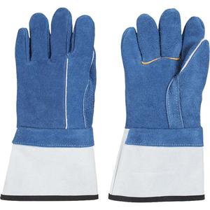 Gunn Cut Gloves - X-Large, Leather, Wool, 392° F (200° C), Gauntlet, 5", Blue & Grey