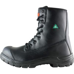 Attack Work Boots - Leather, 10, 7, 7-1/2, 8, 8-1/2, 9, 9-1/2, 10-1/2, 11, 12, 13, Steel, Puncture Resistant, Non-Metallic, Meets/Exceeds CSA Green Triangle, Permeable, Black, 2E