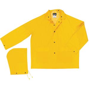 Classic Series Rain Jacket with Detachable Hood - Polyester/PVC, 2X-Large, Yellow