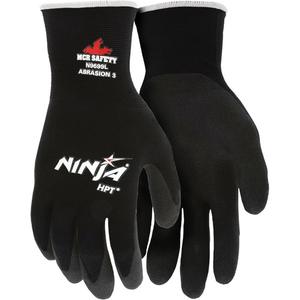Ninja® Coated Gloves - Large, Medium, Small, X-Large, 15, Nylon, HPT™, Dipped Palm, Unlined, Black, EN 388 Level 4, Level 3, EN 388 Level 3, EN 388 Level 1