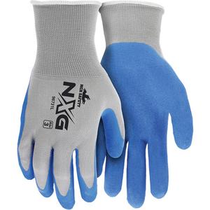 NXG® Coated Gloves - Large, Medium, Small, 13, Nylon, Rubber Latex, Dipped Palm, Unlined, Grey & Blue, EN 388 Level 3, ANSI Level 3, ANSI Level 2