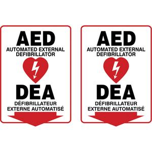 "AED/DEA" Projection™ Sign - Plastic, 12", 9", Bolt-On, Bilingual with Pictogram, First Aid, AED Automated External Defibrillator