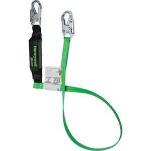 Energy-Absorbing Lanyard - 6', Meets/Exceeds CSA-Z259.11, 120 lbs., 335 lbs., Locking Snap Hook, Locking Snap Hook, Polyester, Pack, 1, Green, Zinc-Plated Steel, Tubular