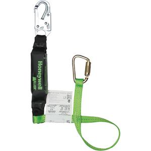 Miller® HP™ Shock-Absorbing Lanyard - 4', 120 lbs., 335 lbs., Locking Snap Hook, Carabiner, Polyester, Pack, 1, Green, 3600 lbs., 3/4"
