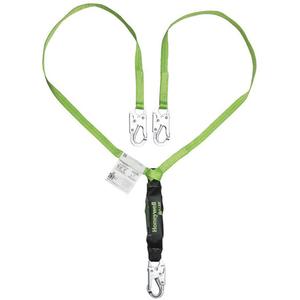 Miller® HP™ Shock-Absorbing Lanyard - 4', 6', Meets/Exceeds CSA-Z259.11, 120 lbs., 335 lbs., Locking Snap Hook, Locking Snap Hook, Polyester, Pack, 2, Green, 3600 lbs., 3/4"