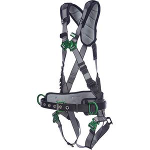 V-Fit™ Construction Full Body Harness - Work Positioning/Fall Arrest, AP, 400 lbs., X-Small, 2X-Large, Medium/Large, X-Large, Back - Side, Quick-Connect, Quick-Connect