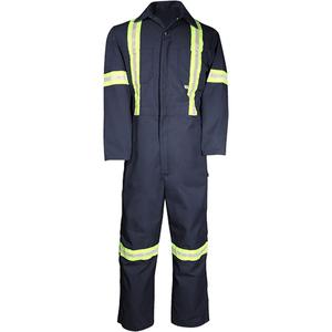 Deluxe Work Coveralls - Navy Blue, Silver/Yellow, 50, Polyester/Cotton, None, Regular, Men, 65/35 Twill (Midweight), 7.5 oz.