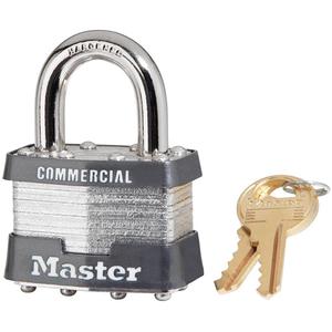 Pin Tumbler Padlock - Security Padlock, 1-3/4", 5/16", 15/16", 3/4", Laminated Steel, Hardened Steel, Silver, Keyed Alike