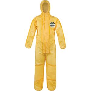 ChemMax® 1 Coveralls - Polyethylene/Polypropylene, Medium, 4X-Large, Large, X-Large, 2X-Large, 3X-Large, Yellow, CE Type 3, 4, 5, 6; EN14126; EN1073; EN1149; EN340