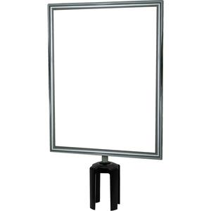 Heavy-Duty Vertical Sign Holder with Tensabarrier® Post Adapter - Polished Chrome, 14", 11", 1/4", Acrylic