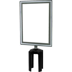 Heavy-Duty Vertical Sign Holder with Tensabarrier® Post Adapter - Polished Chrome, 11", 7", 1/4", Acrylic