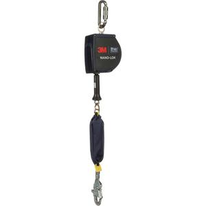 Nano-Lok™ Extended Length Self Retracting Lifeline - 15', 1, Stainless Steel, Swivel, Carabiner, Steel, Snap Hook, Steel, SRL