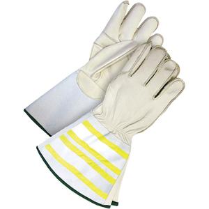 Classic Grain Leather Utility Gloves - Small, 2X-Large, Glove, C-100 Thinsulate™, Gauntlet, 6-1/4", Beige & High Visibility Yellow