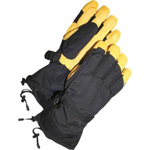 Classic Deerskin Ski Gloves - Small, Glove, Black & Yellow, Thinsulate™, Gauntlet