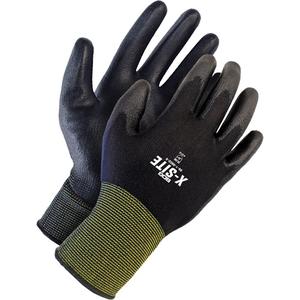 X-Site™ Coated Gloves - 10, 5/2X-Small, 3X-Large/12, Nylon, Polyurethane, Dipped Palm, Unlined, Black, Elastic, EN 388 Level 1, EN 388 Level 4