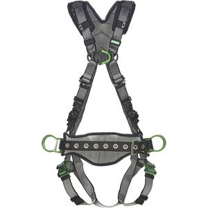 V-Fit Full Body Harness with Shoulder Pads - Work Positioning/Ladder Climbing/Descent Control/Fall Arrest, ADLP, 400 lbs., Medium/Large, Back - Front - Side, Quick-Connect, Quick-Connect, Grey & Black