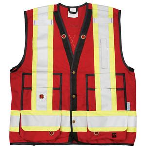 Open Road® Surveyor Vest - Red, Lime-Green & Silver, Large, Polyester, Meets/Exceeds CSA Z96 Class 1 - Level 2